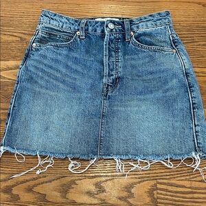 We The Free Skirt Women’s 25 Blue Frayed Denim Mini Distressed Festival